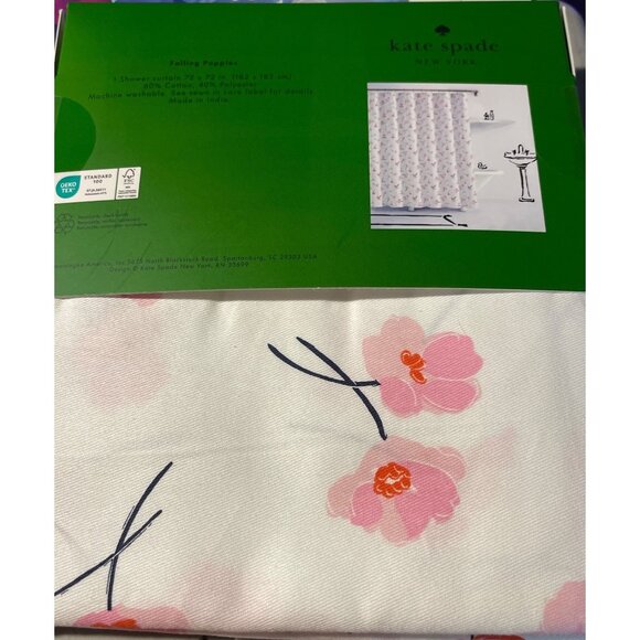 Kate Spade New York Shower Curtain Falling Peonies Floral Print 72"x72" - Picture 1 of 3